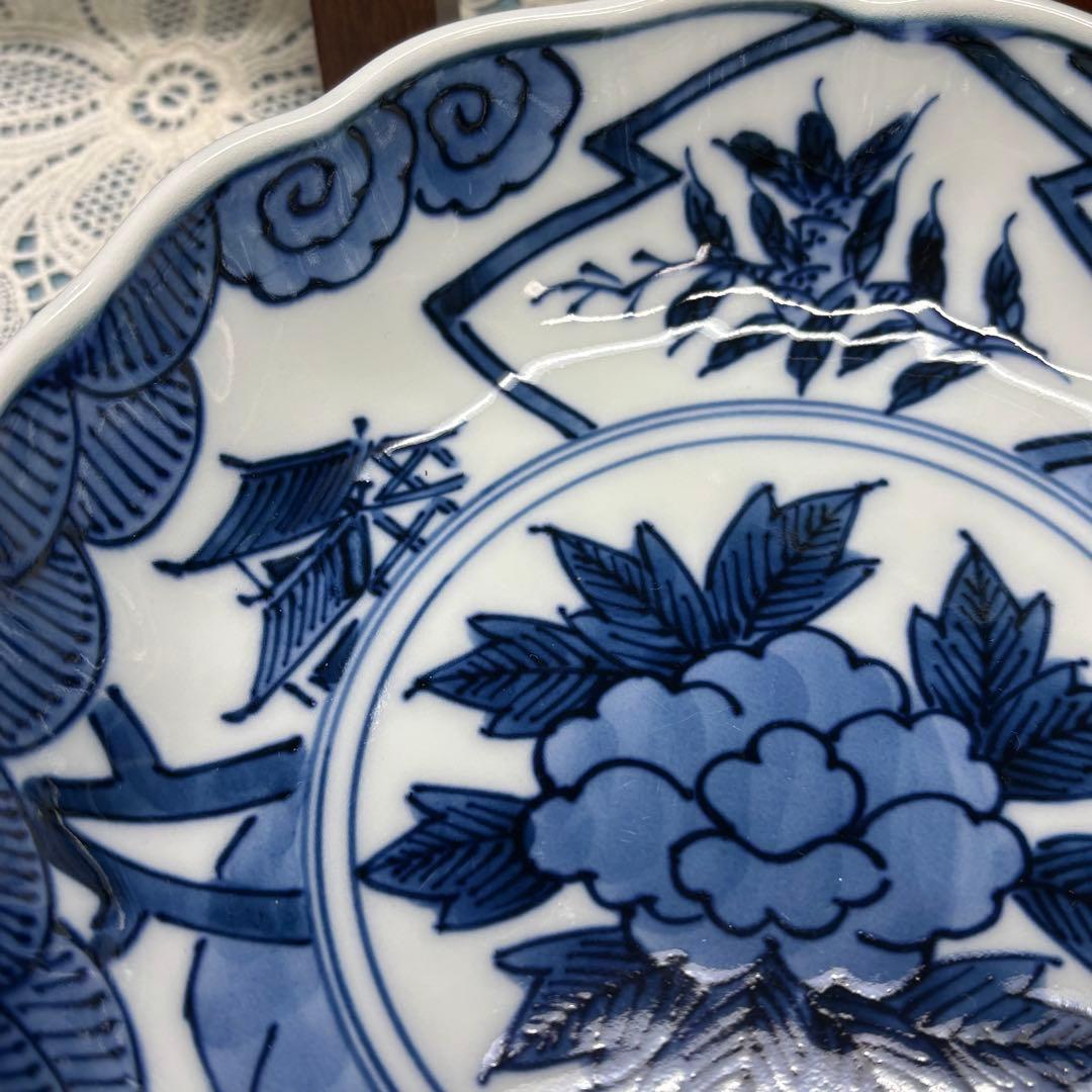 源右衛門窯　染付牡丹見込　吉祥　祥瑞　鉢　向付　5客1セット