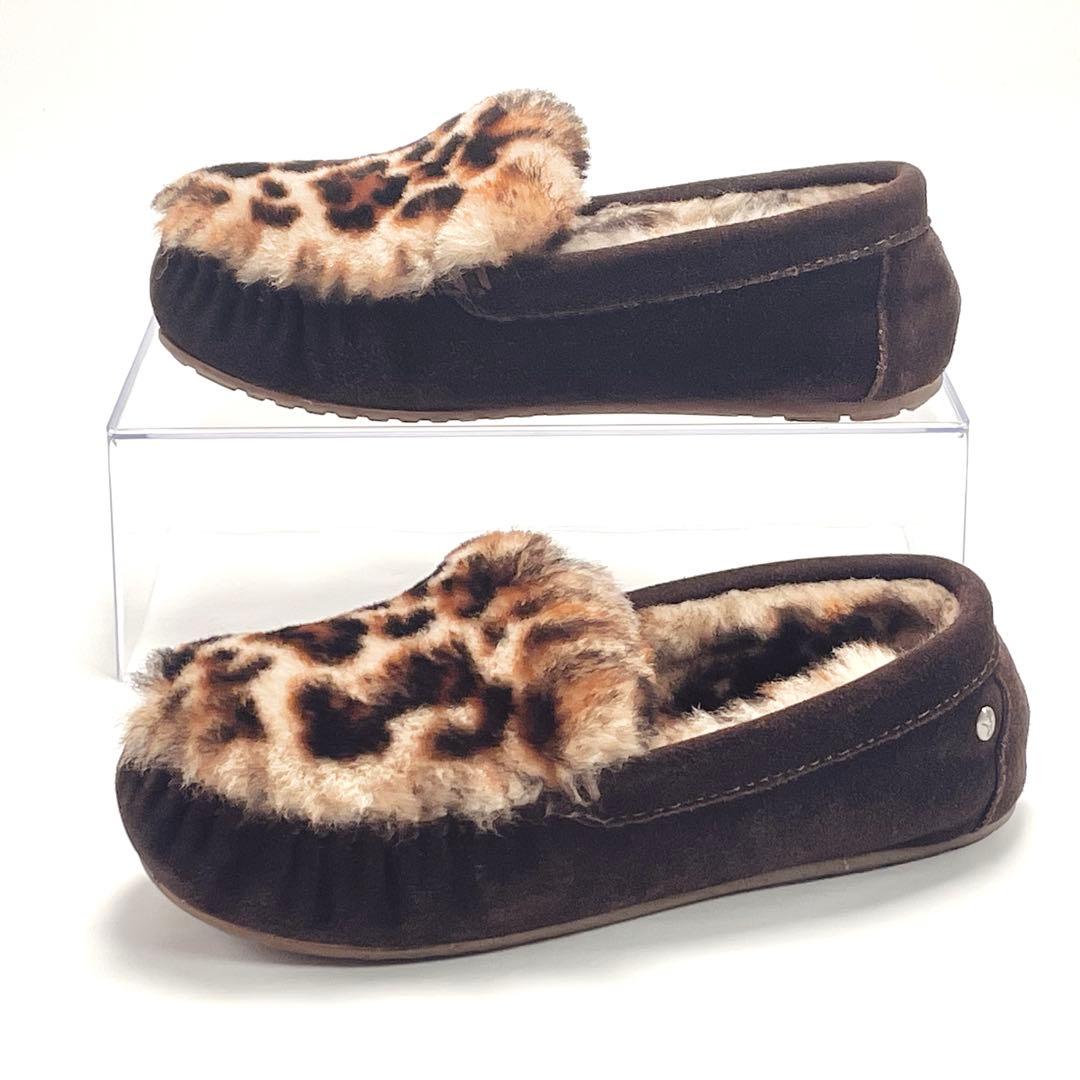 最終価格 別注 EMU エミュ レオパード ファー モカシン スリッポン