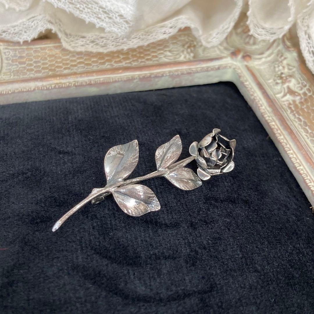 銀　シルバー　ブローチ　薔薇　ドイツ　アンティーク