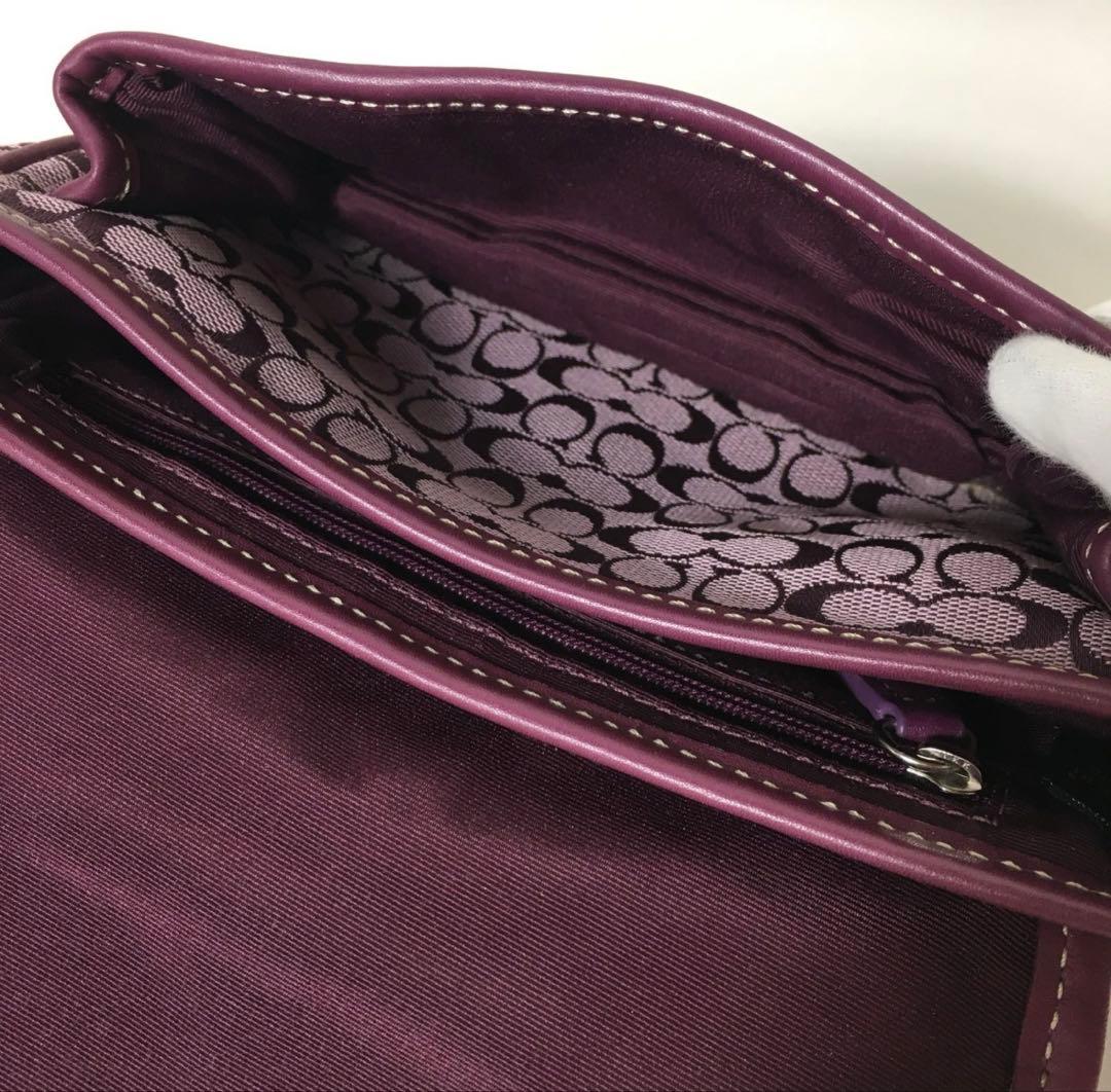 早い者勝ち【美品】コーチ　ミニシグネチャー　ベルトバック　人気色✨パープル