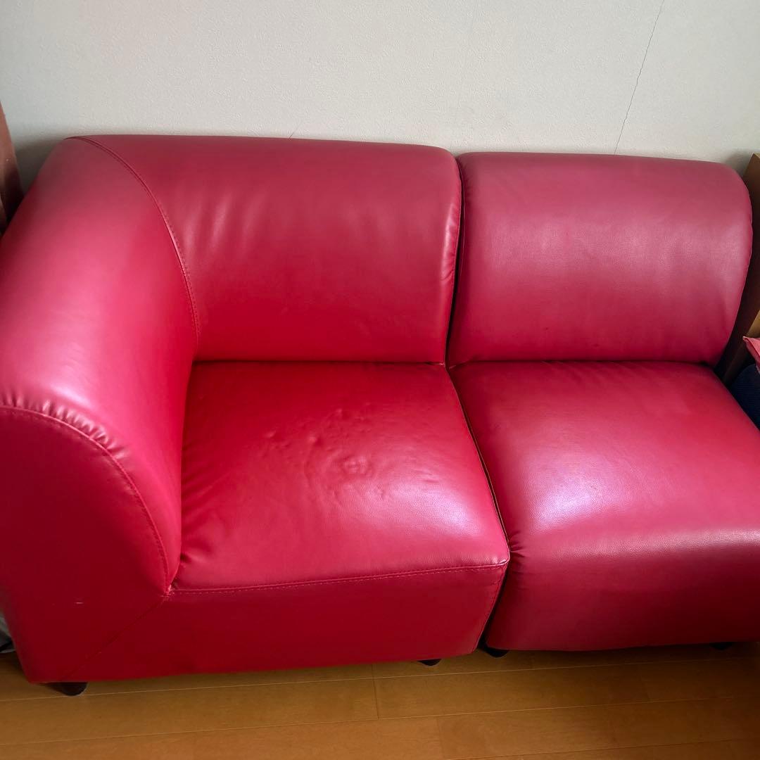 赤　ソファ　ソファー　L字型ソファ　コーナーソファ　2つセット