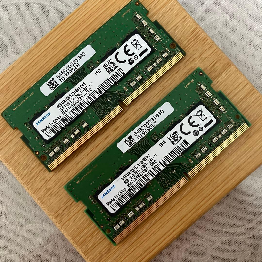 Samsung製ノートDDR4 8GBメモリ2枚　計16GB、2400T規格