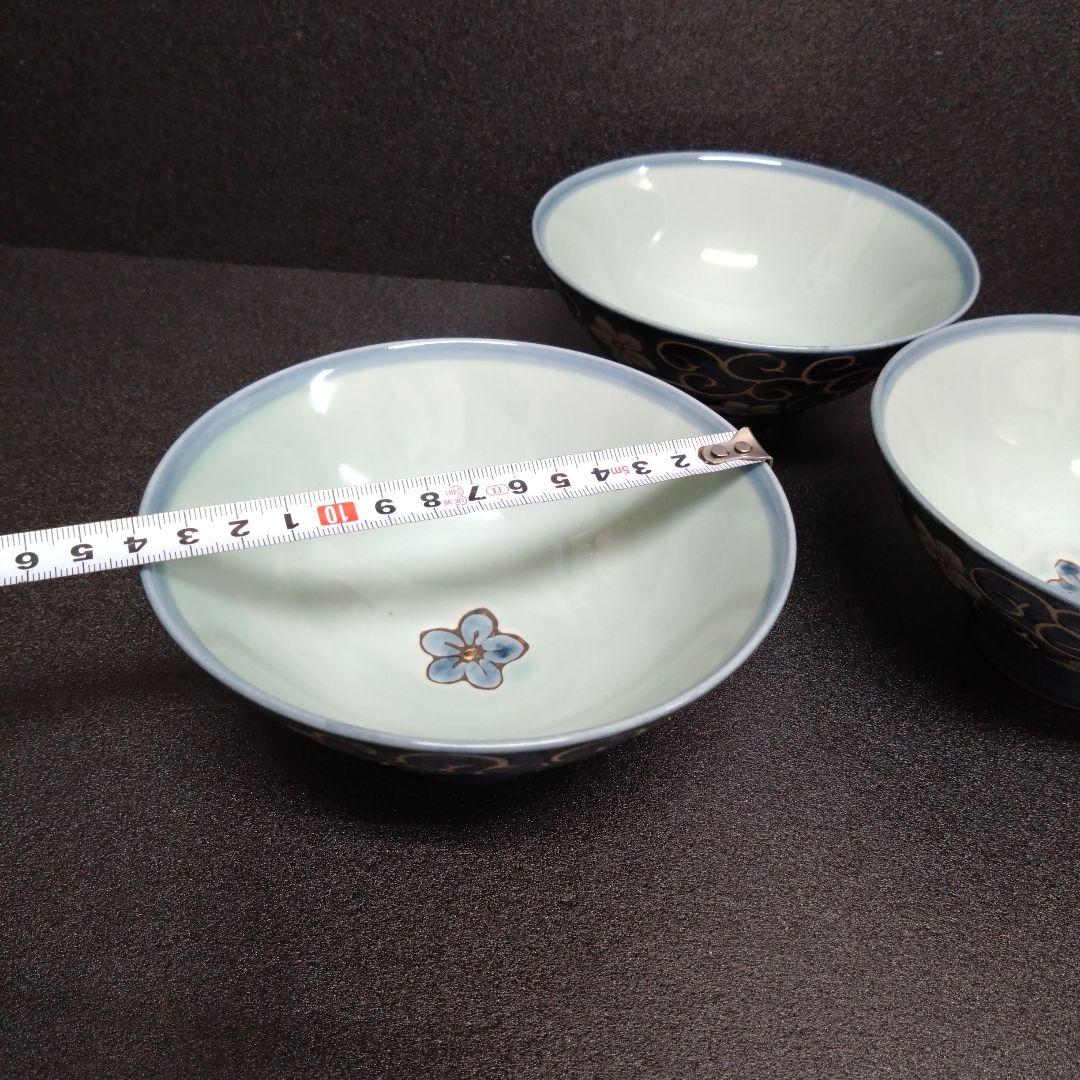 新品 波佐見焼 龍庵窯 大きめ飯碗3個　お祝い