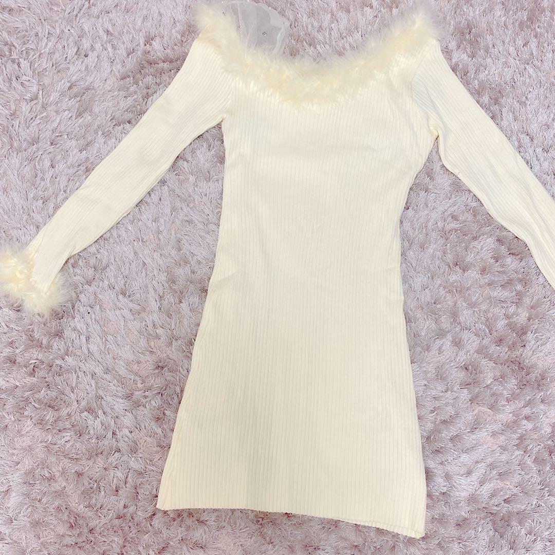 M me eme フェザーニットワンピース