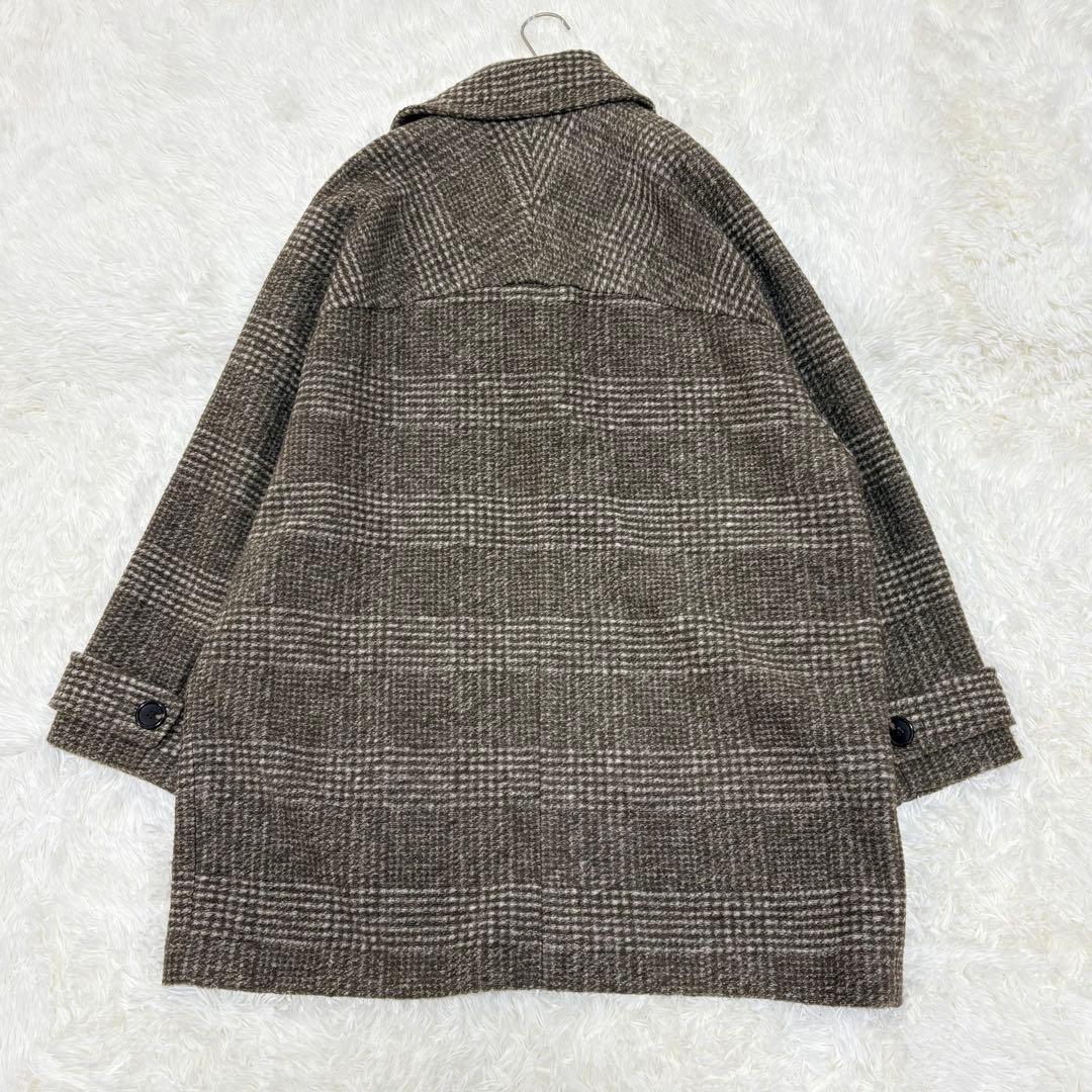 美品✨Spick&Span Wスライバーチェックハーフコート38 ブラウン