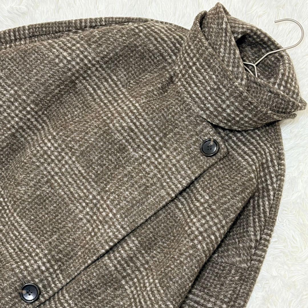 美品✨Spick&Span Wスライバーチェックハーフコート38 ブラウン