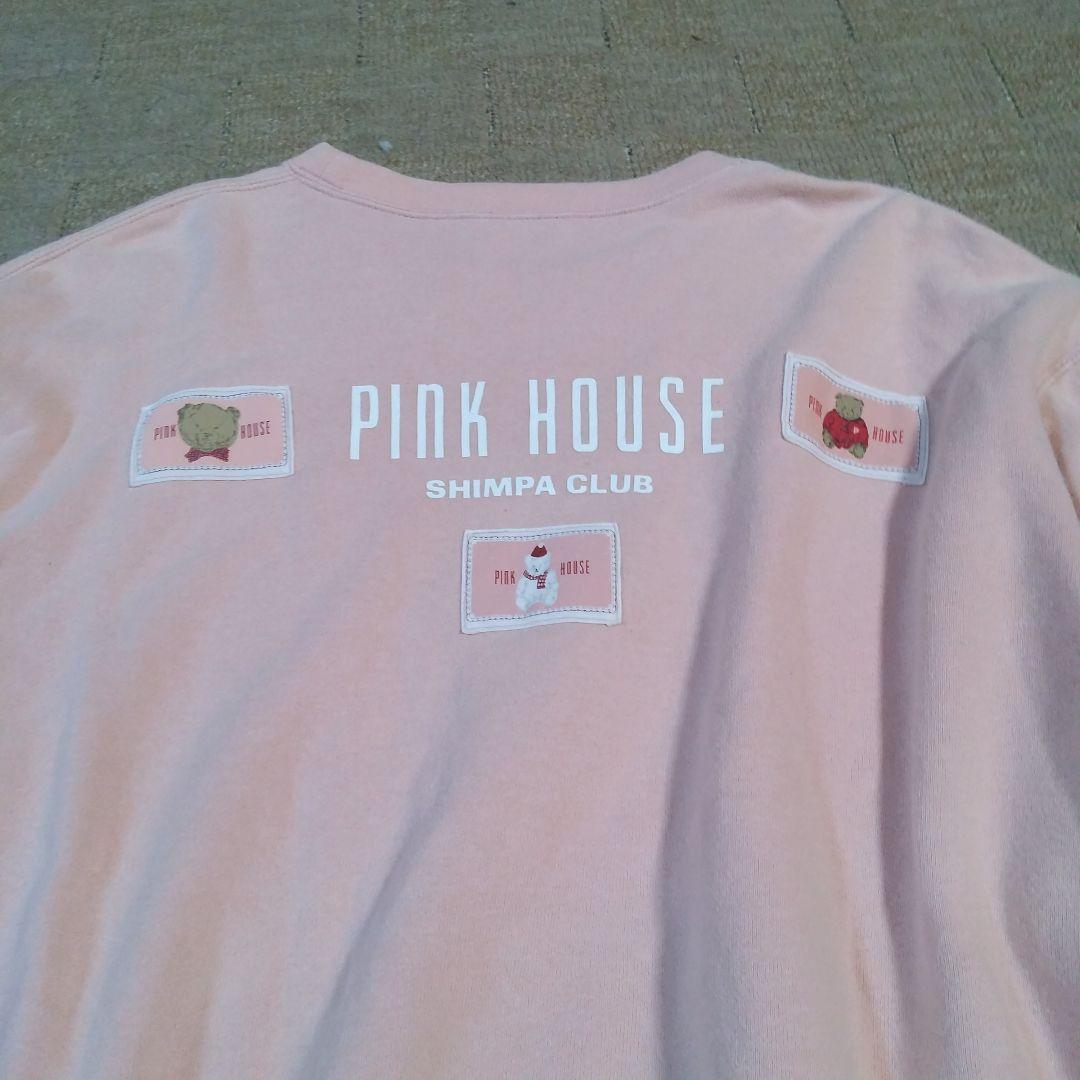 【ピンクハウス】レトロ　トレーナー 前後ワッペン　可愛いクマさん　Lサイズ
