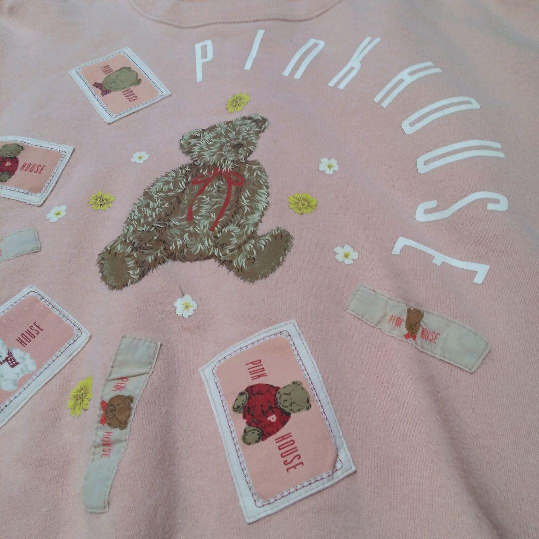 【ピンクハウス】レトロ　トレーナー 前後ワッペン　可愛いクマさん　Lサイズ
