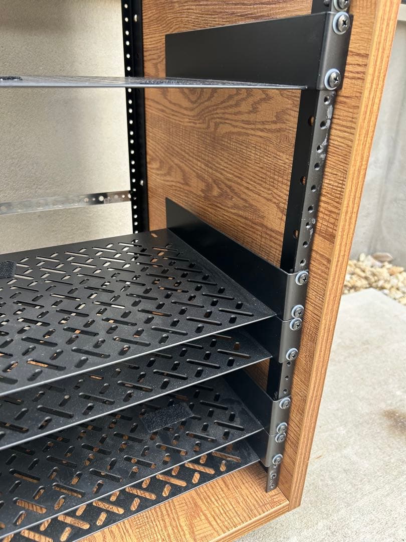 木目調 × スチール製 オーディオラック／AV機器ラック／ラック　キャスター付②