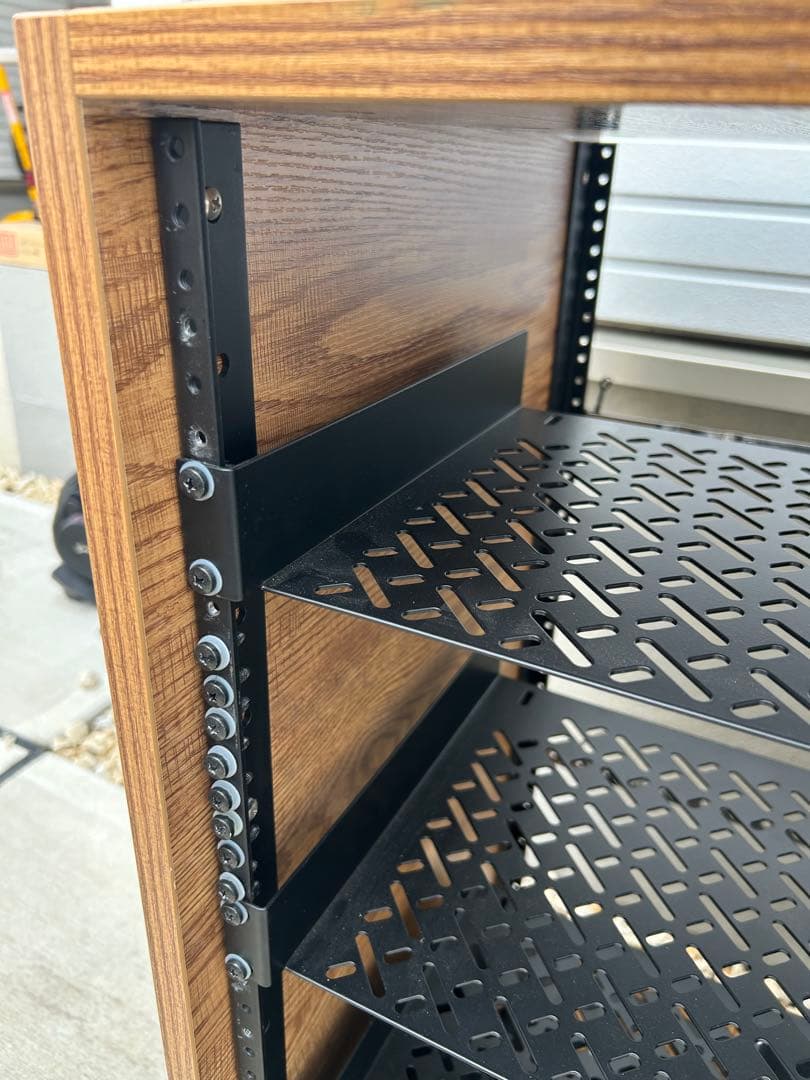 木目調 × スチール製 オーディオラック／AV機器ラック／ラック　キャスター付②