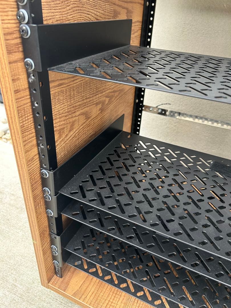 木目調 × スチール製 オーディオラック／AV機器ラック／ラック　キャスター付②