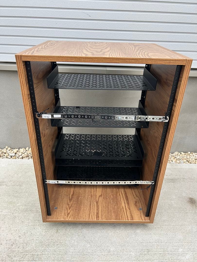 木目調 × スチール製 オーディオラック／AV機器ラック／ラック　キャスター付②