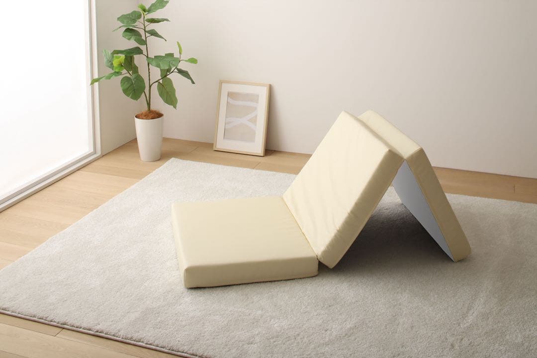 L 新品 クッションマット 180cm アイボリー フロアマット レザー 座布団