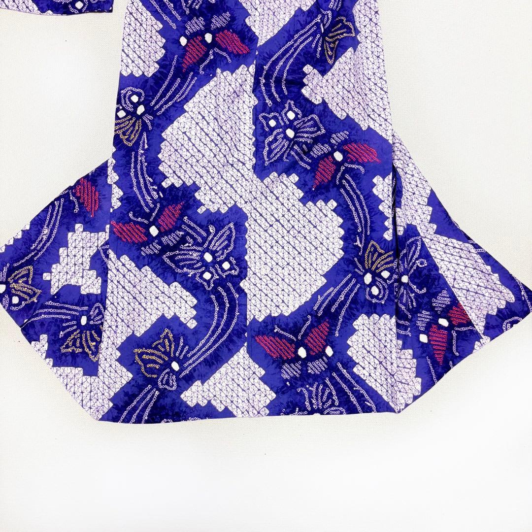 絞り浴衣　青紫　蝶々