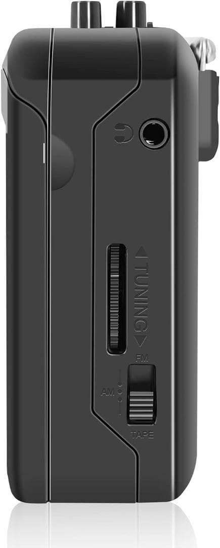 ポータブルカセットプレーヤー＆AM/FMラジオ、軽量、USBケーブル付き、黒色