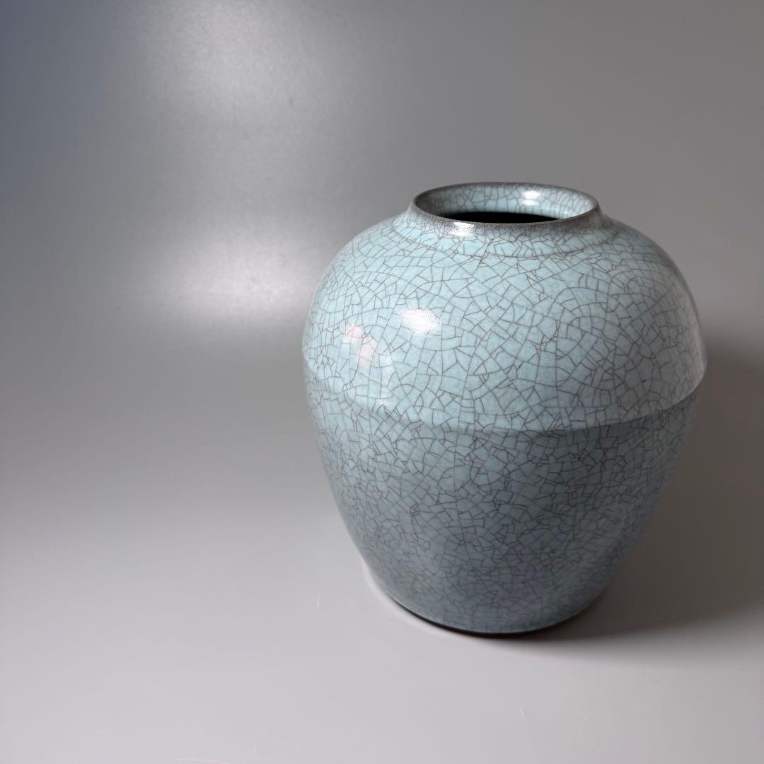 人間国宝　中島宏　青磁壺　共箱　上位作　究極の青磁　高さ23.2cm　栞