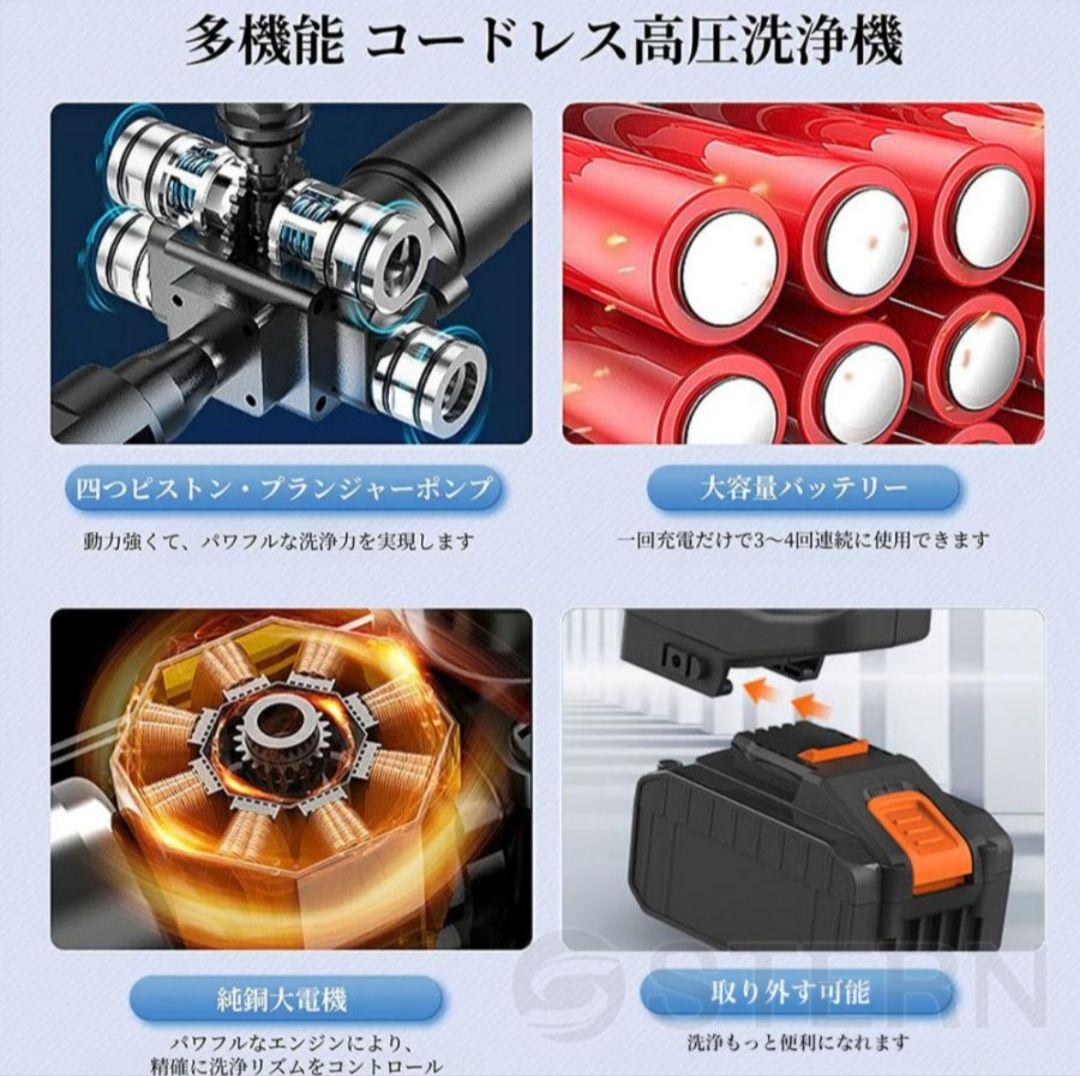 高圧洗浄機 コードレス 充電式 マキタ18Vバッテリー対応 バッテリー付き⑥