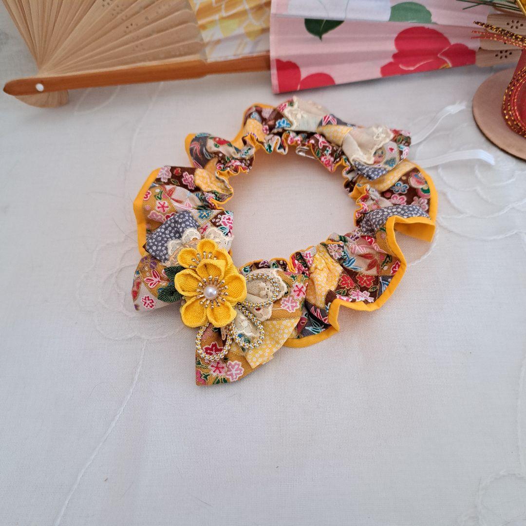 短毛シュシュ、和風妻み細工わんちゃん猫ちゃん用