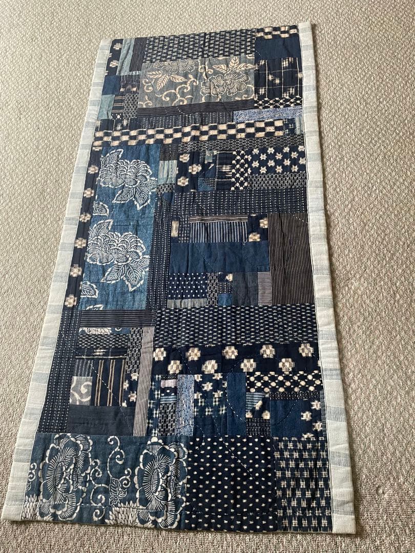 古布　木綿藍染型染雪ん子絣