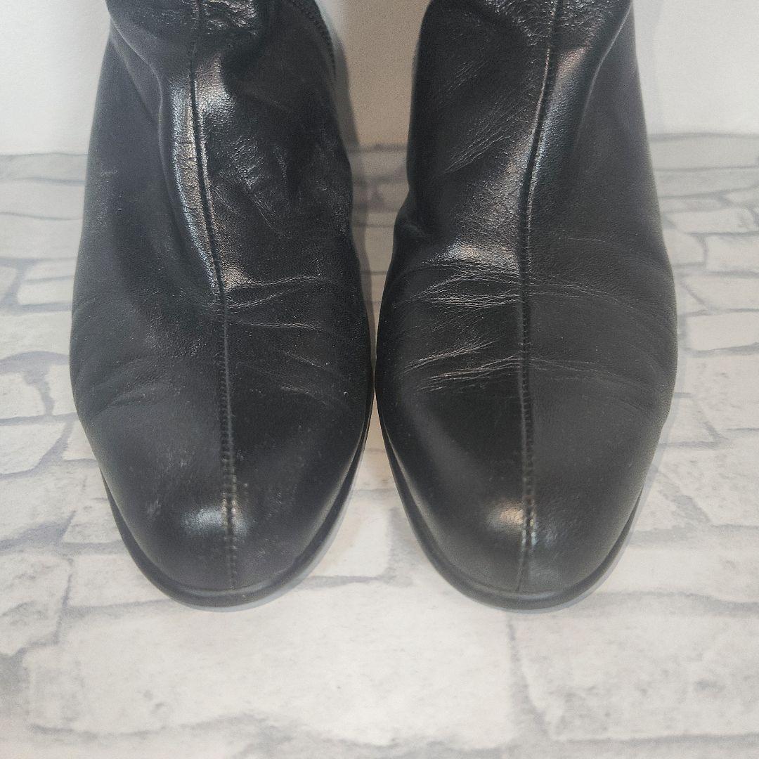 【美品】DIANA ロングブーツ サイドジップ レザー 黒 23.5