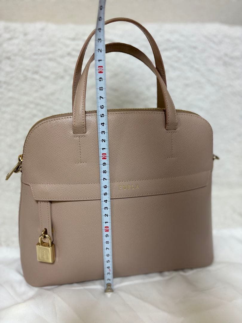 【美品】フルラ　新型パイパー　グレイッシュピンク　ハンドバッグ