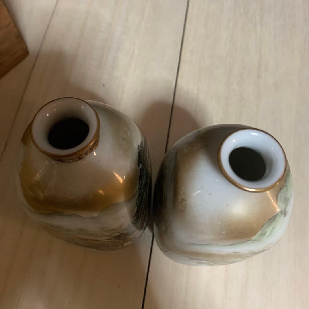 九谷　鏑木製　細密絵付　徳利　一対　共箱