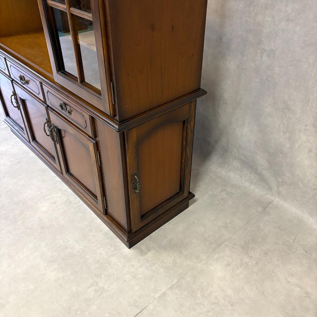 カリモク家具　レトロ家具　大型　ガラス戸棚　食器戸棚