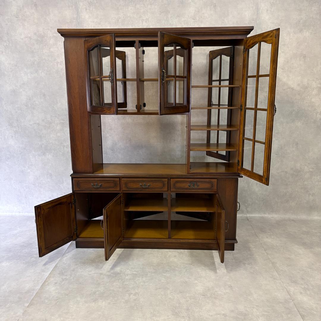 カリモク家具　レトロ家具　大型　ガラス戸棚　食器戸棚