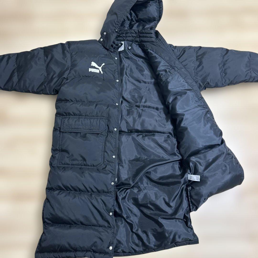 【美品】プーマ ロングダウンジャケット ベンチコート 黒 ブラック L〜O