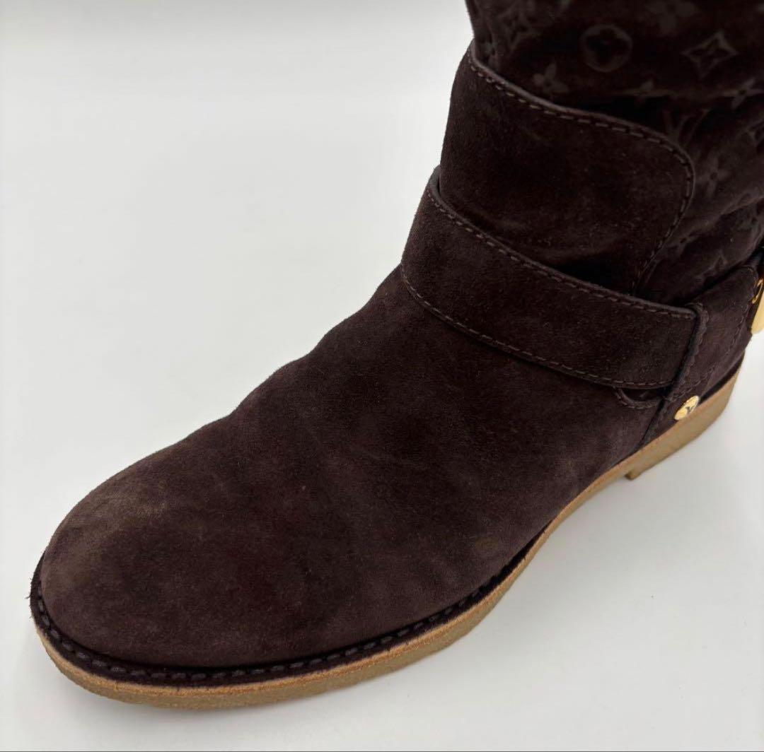 ルイヴィトン モノグラム スエード ムートンブーツ 36 ブラウン