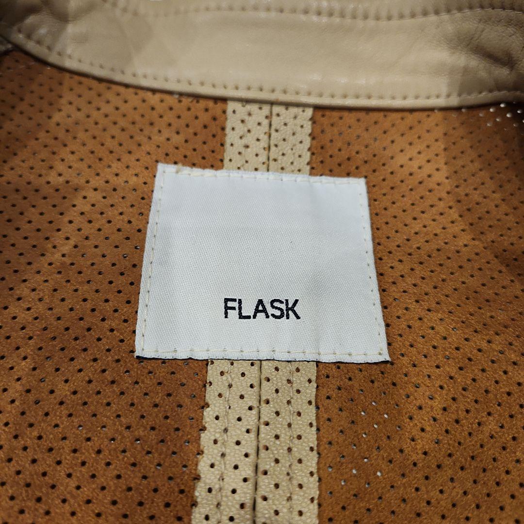 FLASK レザージャケット　ラムレザー　ベージュ　パンチング　原料イタリア産