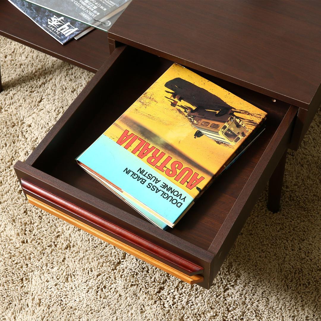 デザイン取手ローテーブル ダークブラウン W80