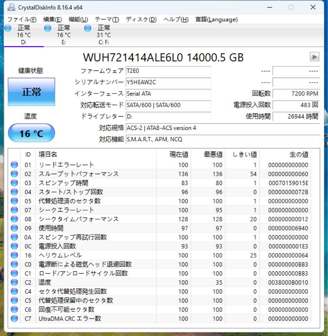 外付けハードディスク・ドライブ Western Digital 14TB HC530