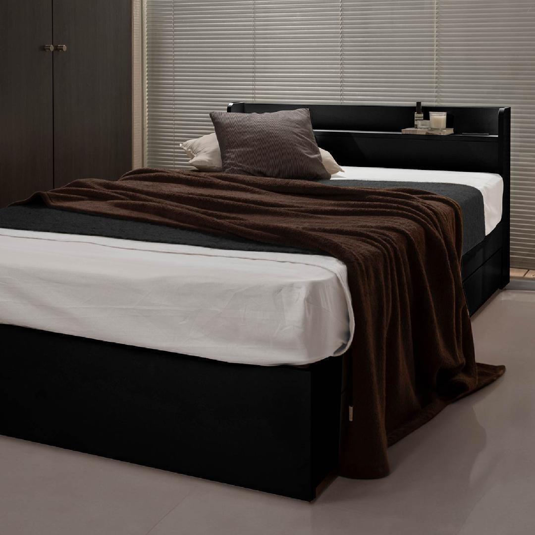 セミダブル ベッドフレー ム 単品 収納 コンセント 新品送料込 最短翌日着