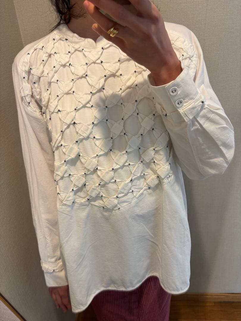 pheeta フィータ　タック　刺繍　シャツ　ブラウス