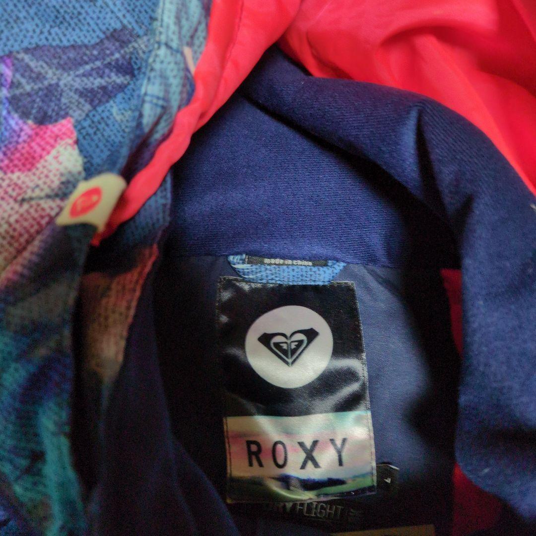 【美品】ROXY　スノボウェア　上下セット　L　総柄　羽根　フェザー　ピンク