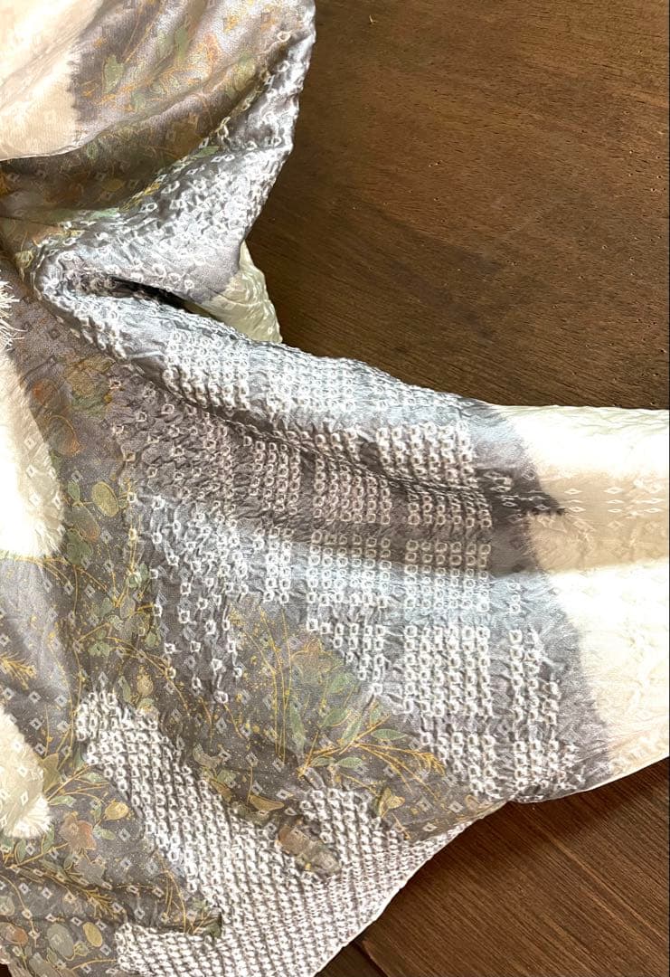 訪問着フルセット5点サイズM〜Ｌ　総絞り金駒刺繍　刺繍雪輪草花文金銀彩引箔正絹