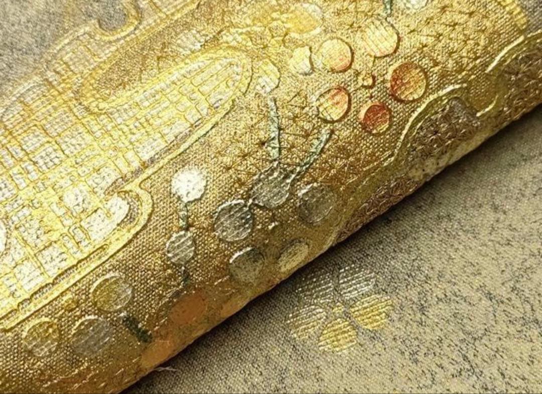 訪問着フルセット5点サイズM〜Ｌ　総絞り金駒刺繍　刺繍雪輪草花文金銀彩引箔正絹