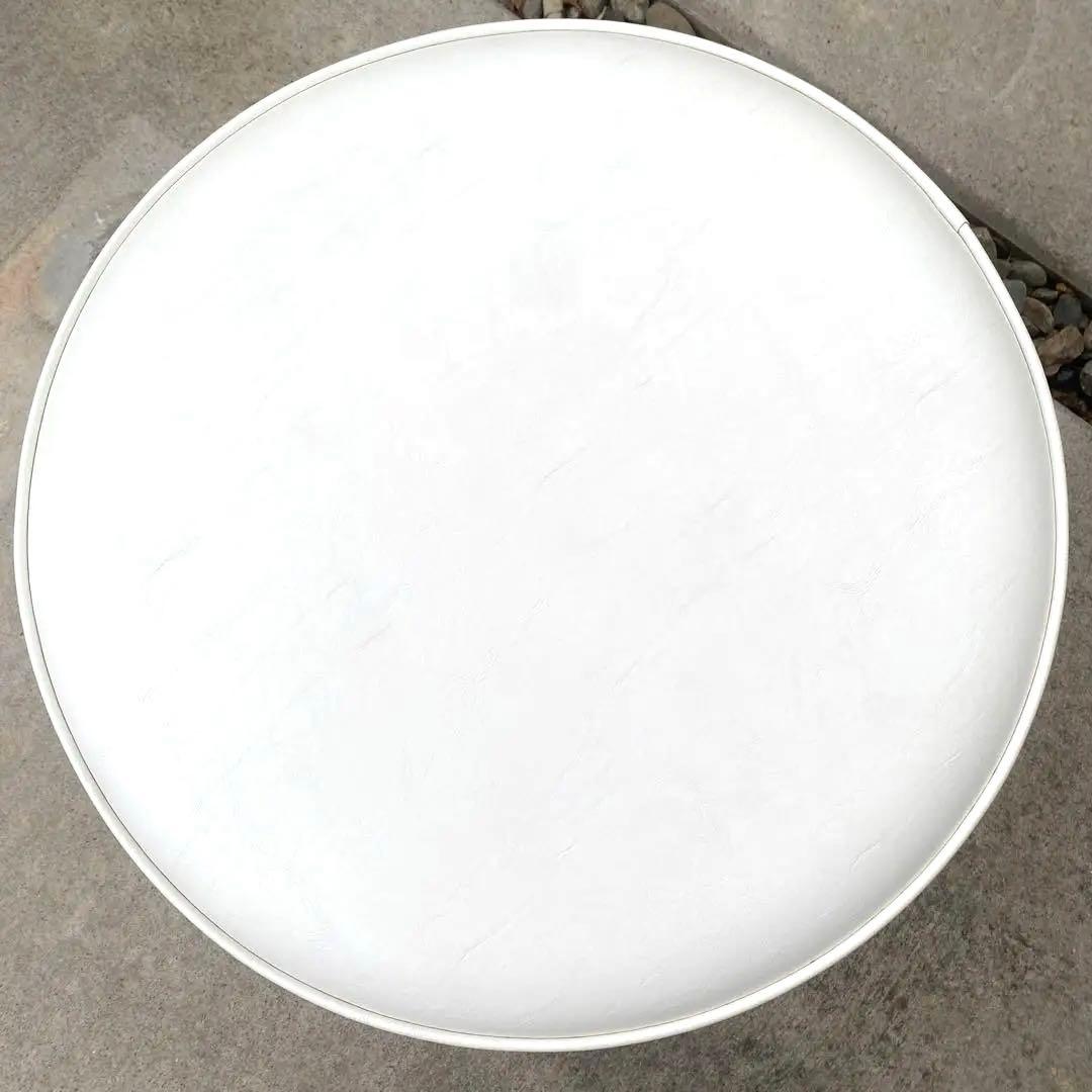 ホワイト　オーバル　オットマン　合皮　店舗　展示場　おしゃれ　モダン