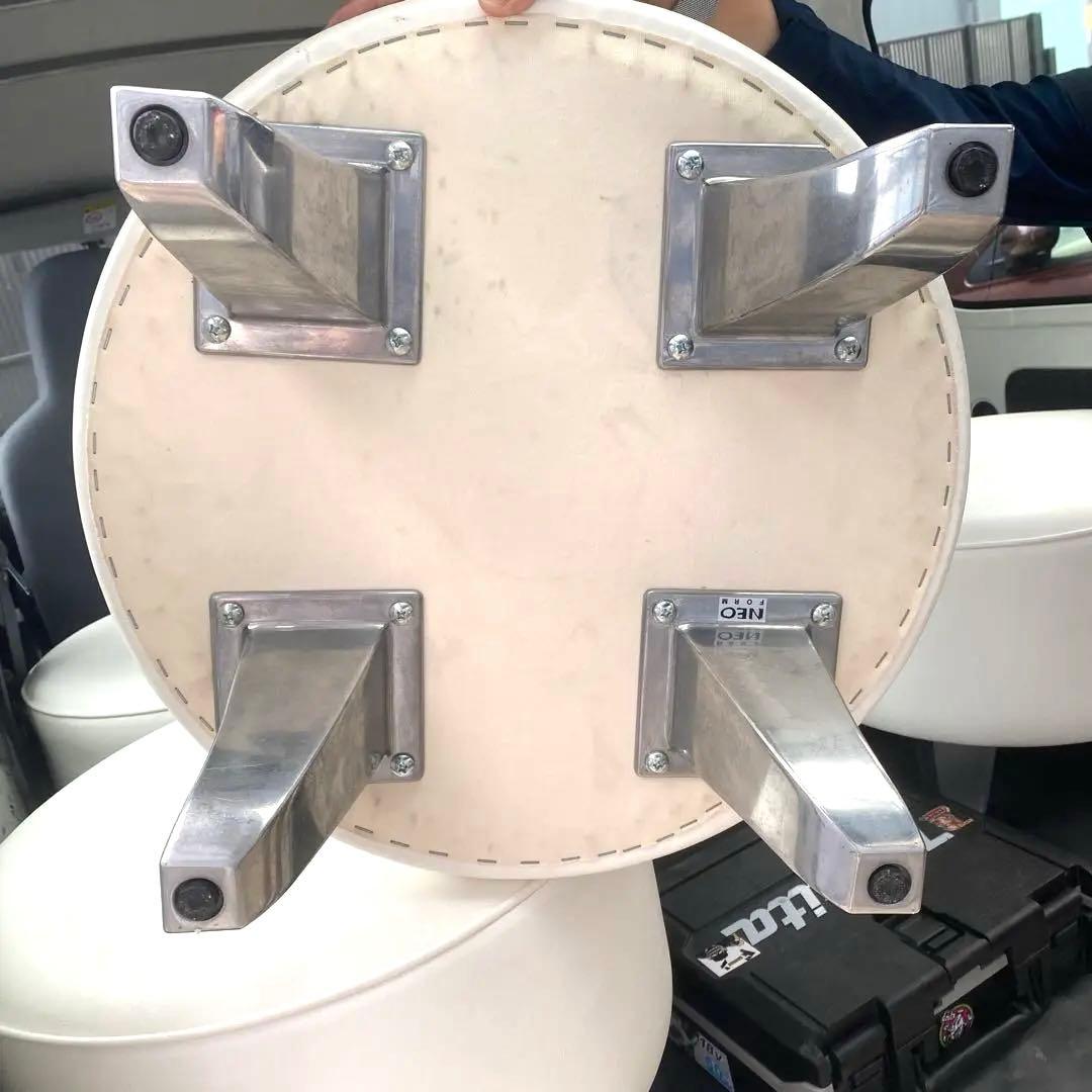 ホワイト　オーバル　オットマン　合皮　店舗　展示場　おしゃれ　モダン