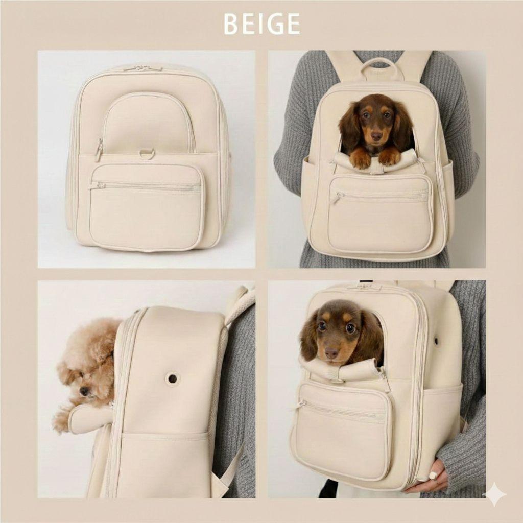 モンシェリ　ペット用キャリーバッグ　ベージュ　小型犬向け　5キロまで