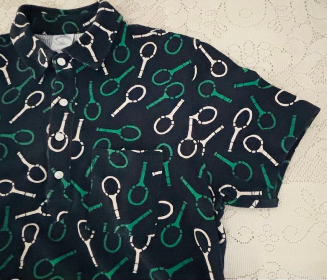 Brooks Brothers コットンピケ プリントポロシャツS