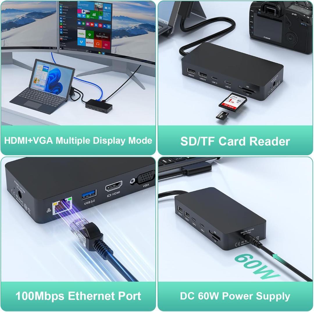 【開封・未使用】 Surface Dock ドッキングステーション 電源付き 黒