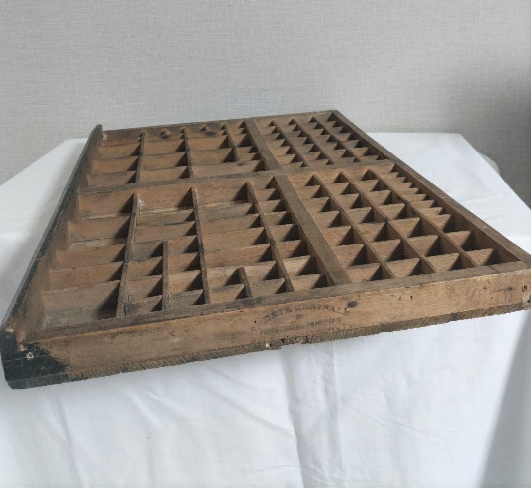 古い　木製 プリンタートレイ　アンティーク 　海外　トレー　ディスプレイ棚