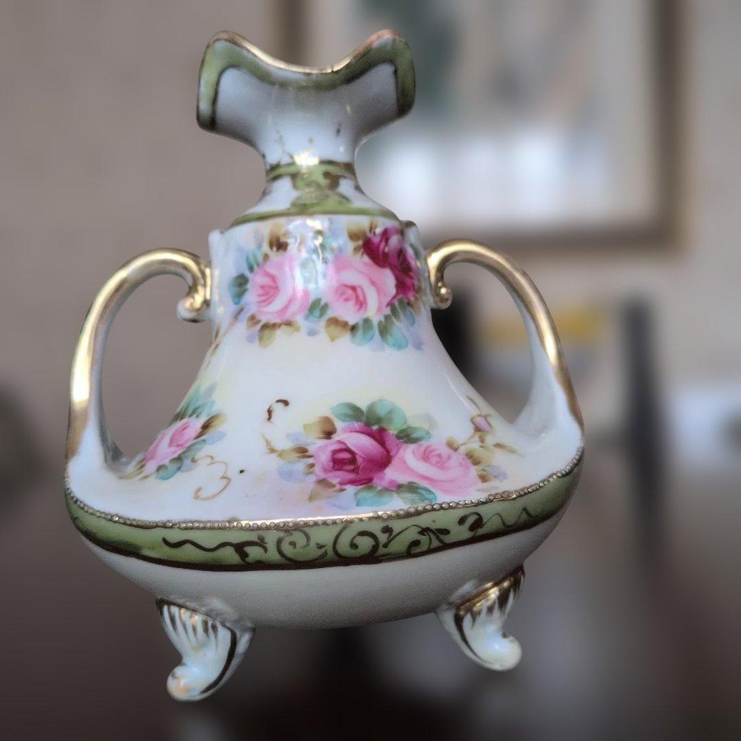 オールドノリタケ（ニッポン印）両手付薔薇花瓶