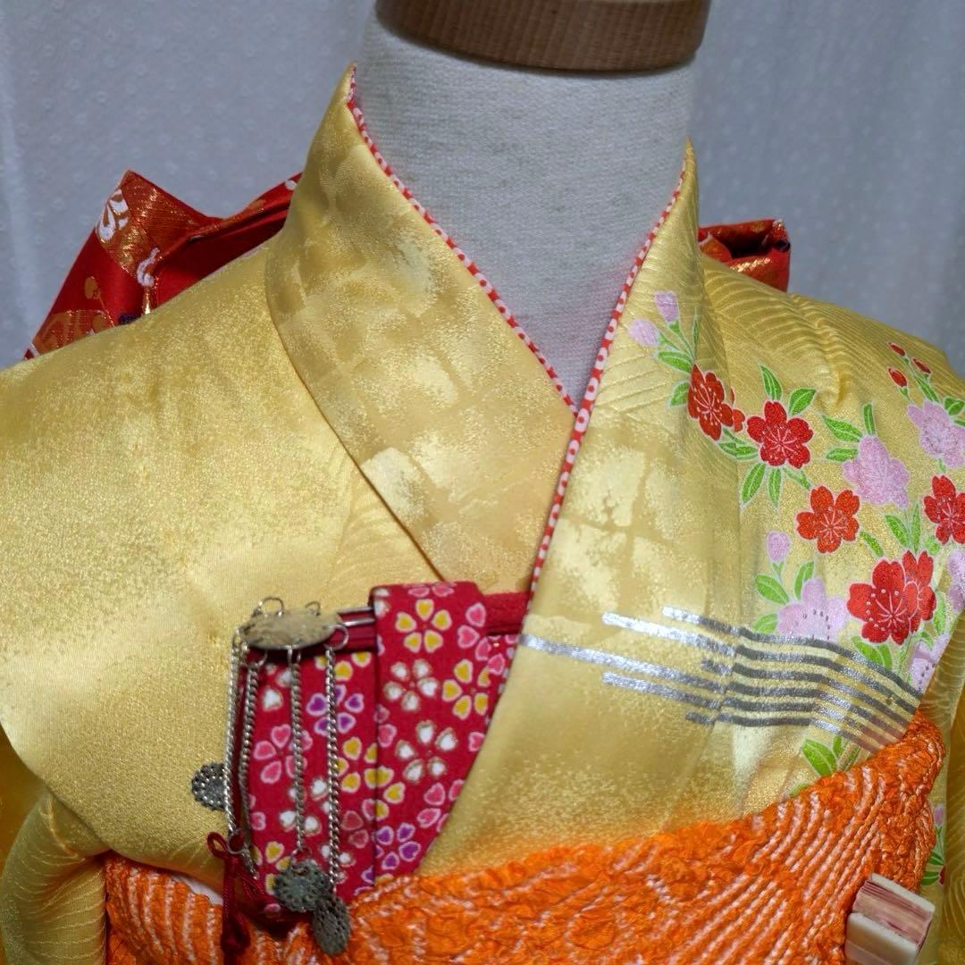 七五三　7歳　正絹着物　袋帯　小物セット　 比翼仕立て着物