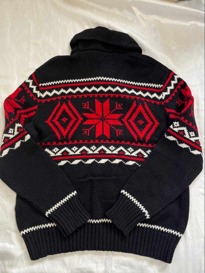 ポロ　ラルフローレン　ノルディックセーター　ショール　ブラック　Lサイズ