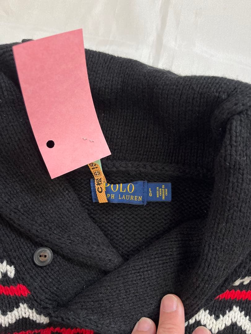 ポロ　ラルフローレン　ノルディックセーター　ショール　ブラック　Lサイズ