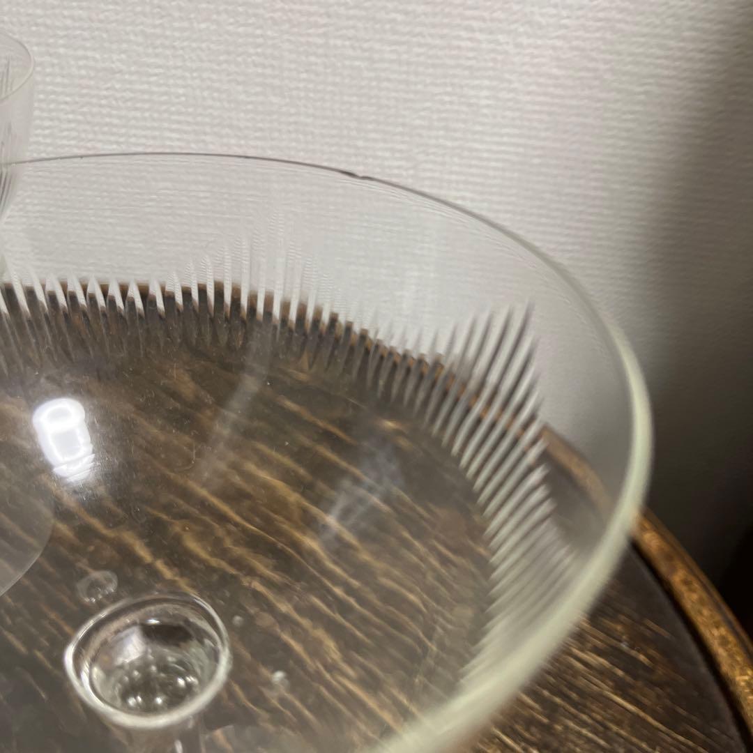 脚付きガラス皿　器　3客　アンティーク骨董品