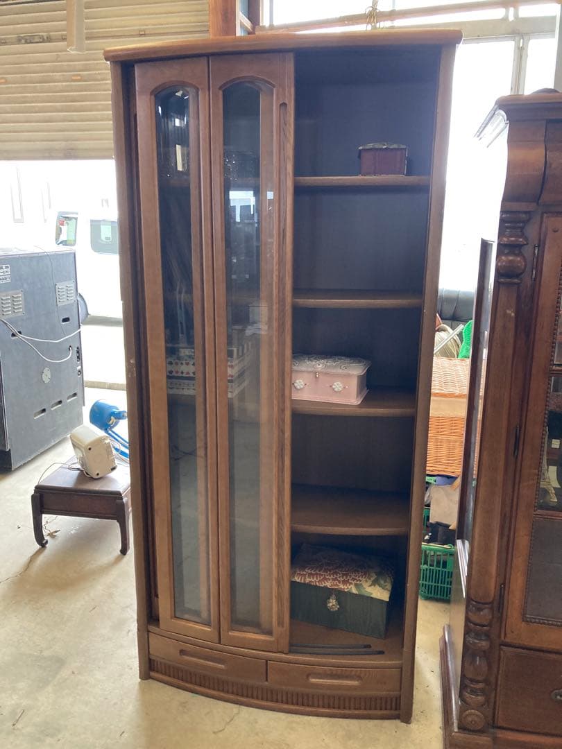 浜本工芸　書棚　NO.1900書棚D スライド扉　引出し2杯